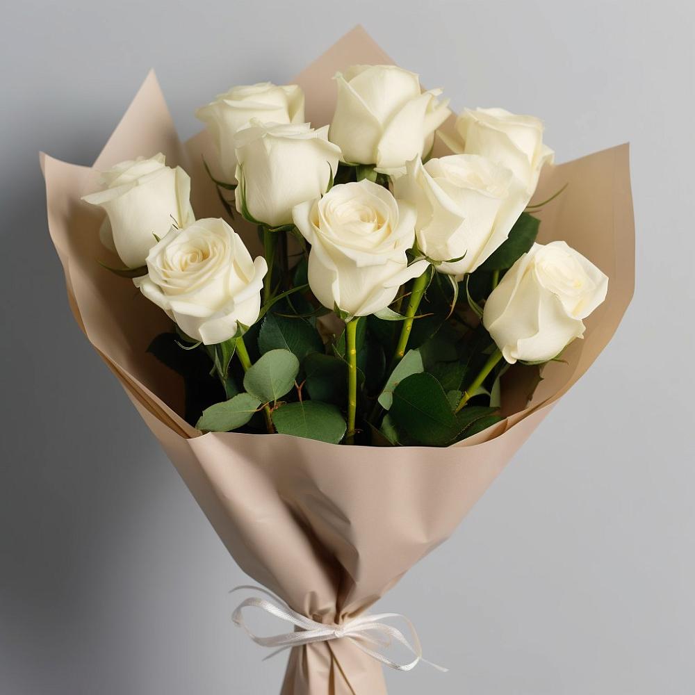 Букет 9 Белых роз Эдлесс Лав в Заречный