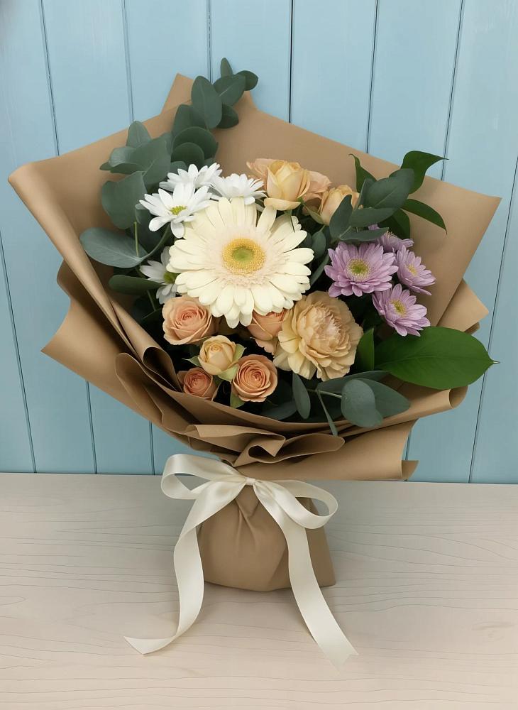 Букет цветов из: Герберы и Хризантемы в Заречный