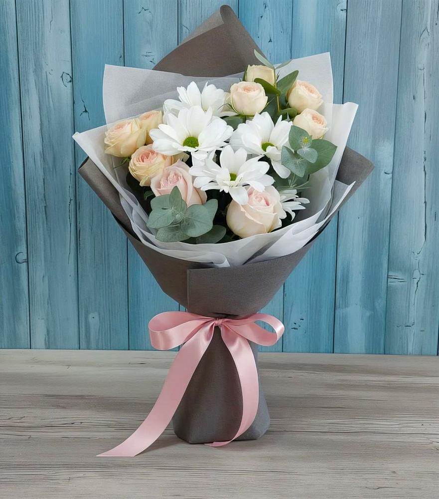 Букет цветов из: Хризантемы и Розы в Заречный