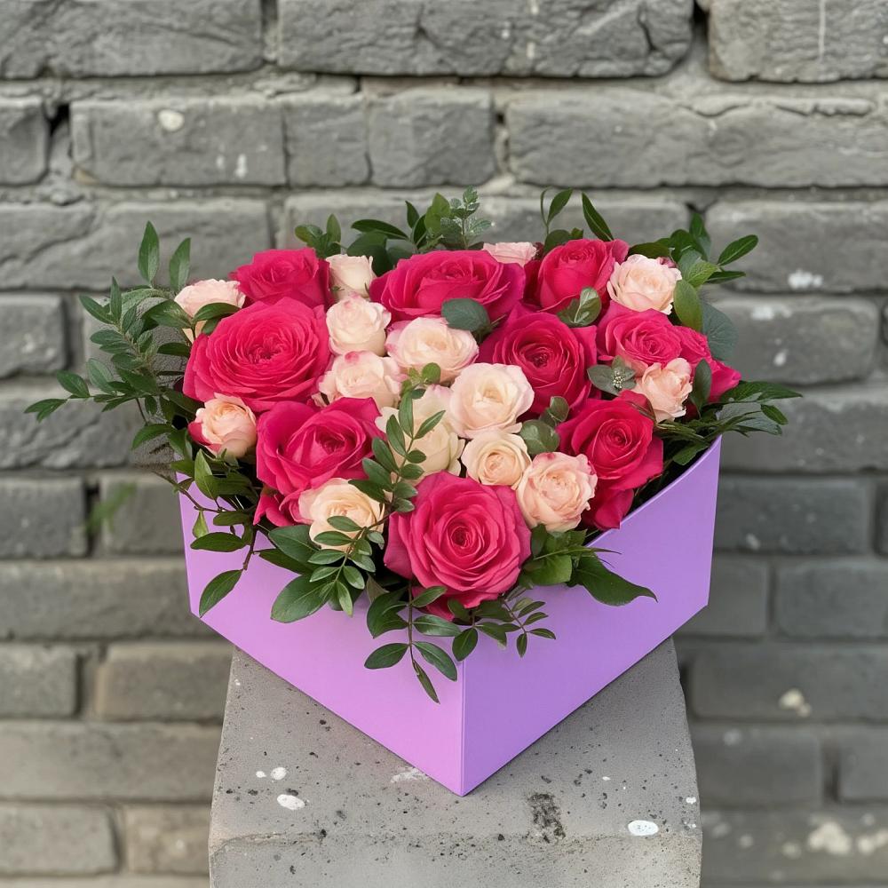 Цветочная композиция из Розы в коробке в Заречный