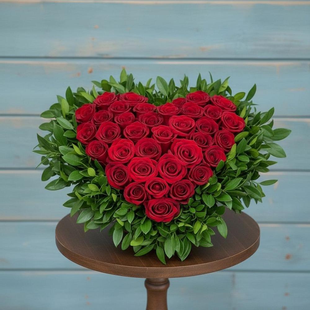 Цветочная композиция из Розы в виде сердца в Заречный