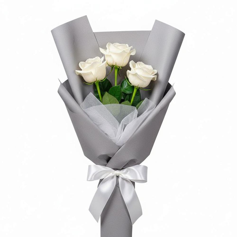 Букет 3 белые розы в Заречный