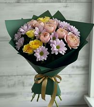 Букет цветов из:  Хризантемы и Розы в Заречный
