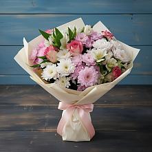 Букет цветов из:  Хризантемы, Альстромерии и Розы в Заречный