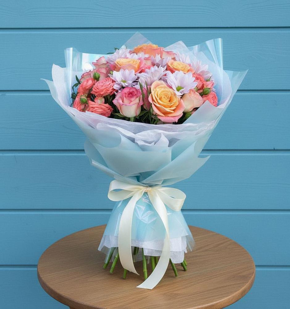 Букет цветов из: Хризантемы и Розы в Заречный