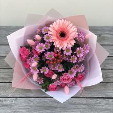 Букет цветов из:  Розы, Герберы и Хризантемы #REPLACE_PRED# Заречный