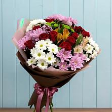 Букет цветов из:  Розы, Хризантемы и Альстромерии #REPLACE_PRED# Заречный