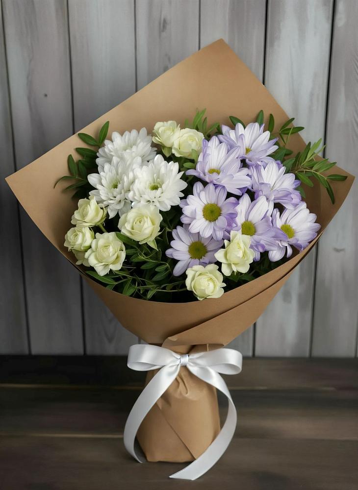 Букет цветов из: Хризантемы и Розы в Заречный