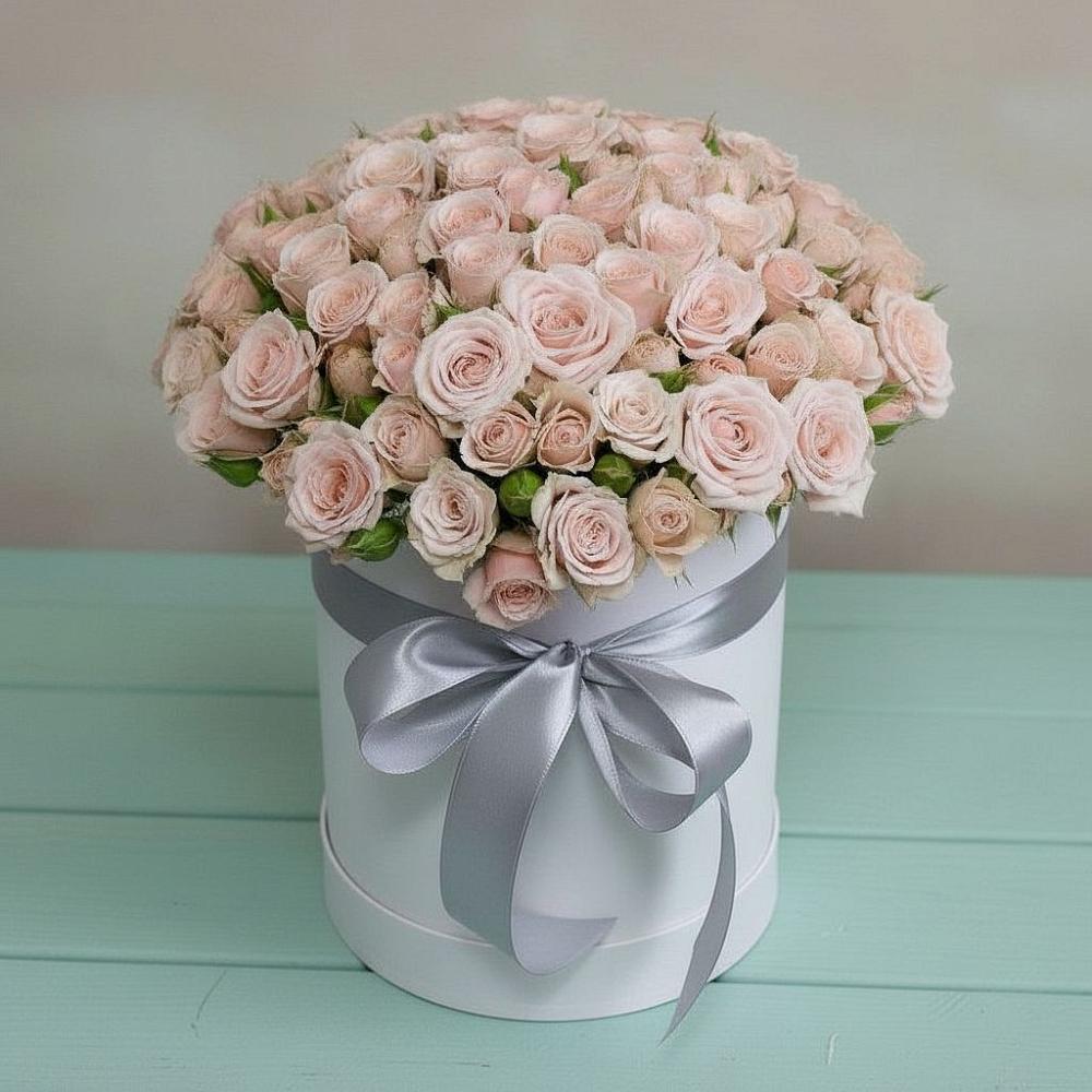 Цветочная композиция из Розы в шляпной коробке в Заречный